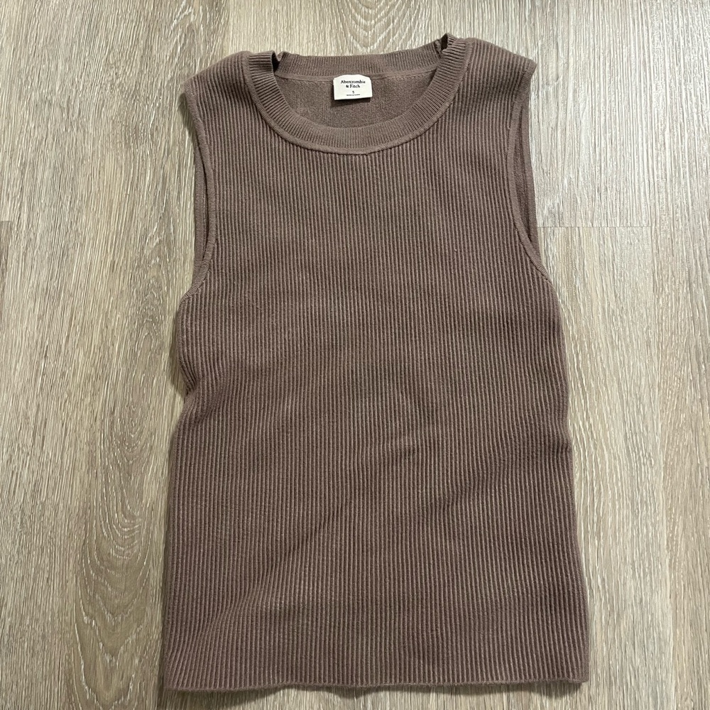 Abercrombie Taupe Ribbed Sleeveless Top